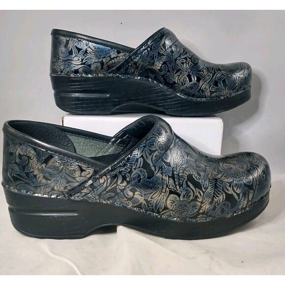 Dansko Professional Clogs Size 37 / US 6.5-7 Floral Metallic Iridescent Nursing - Picture 1 of 8